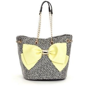 Betsey Johnson Polka Dot Yellow Bow Purse